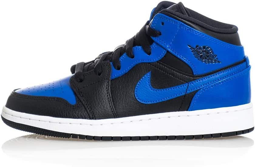 Youth Air Jordan 1 Mid Gs 554725 Black-hyper Royal