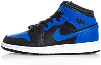 Youth Air Jordan 1 Mid Gs 554725 Black-hyper Royal