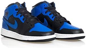 Youth Air Jordan 1 Mid Gs 554725 Black-hyper Royal