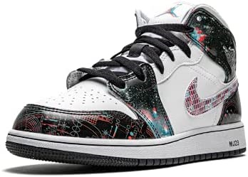 Youth Air Jordan 1 Mid Se Gs Kožne Sintetičke Tenisice Bijelo-sjajno Grimizno-plave